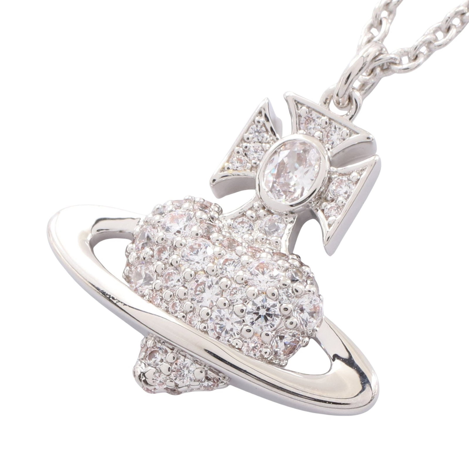 Vivienne Agnatha Silver Necklace: AGNATHA necklace in silver tone with clear rhinestones.