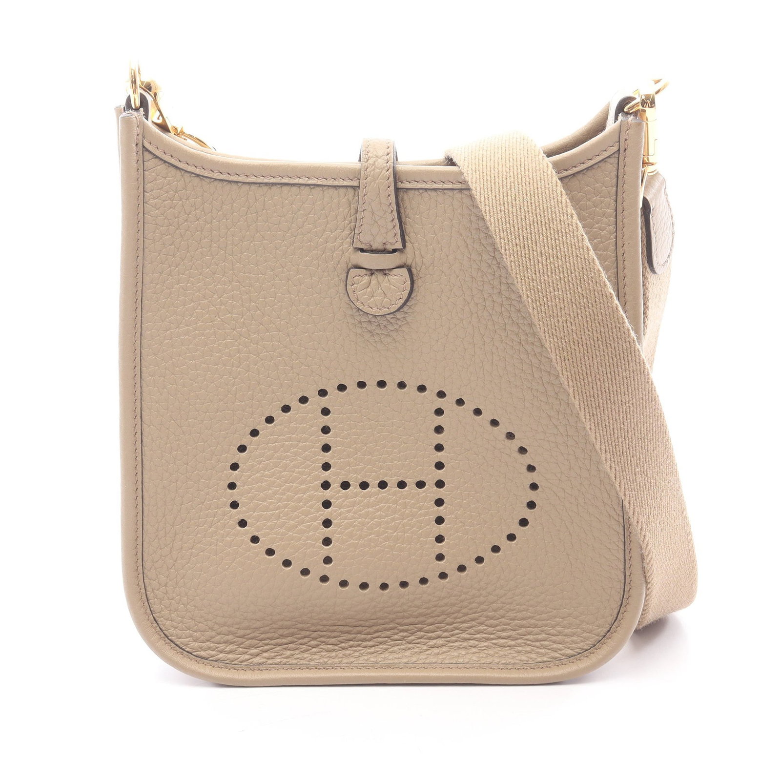 Hermes Evelyne TPM Beige Marfa: Beige Clemence leather shoulder bag.