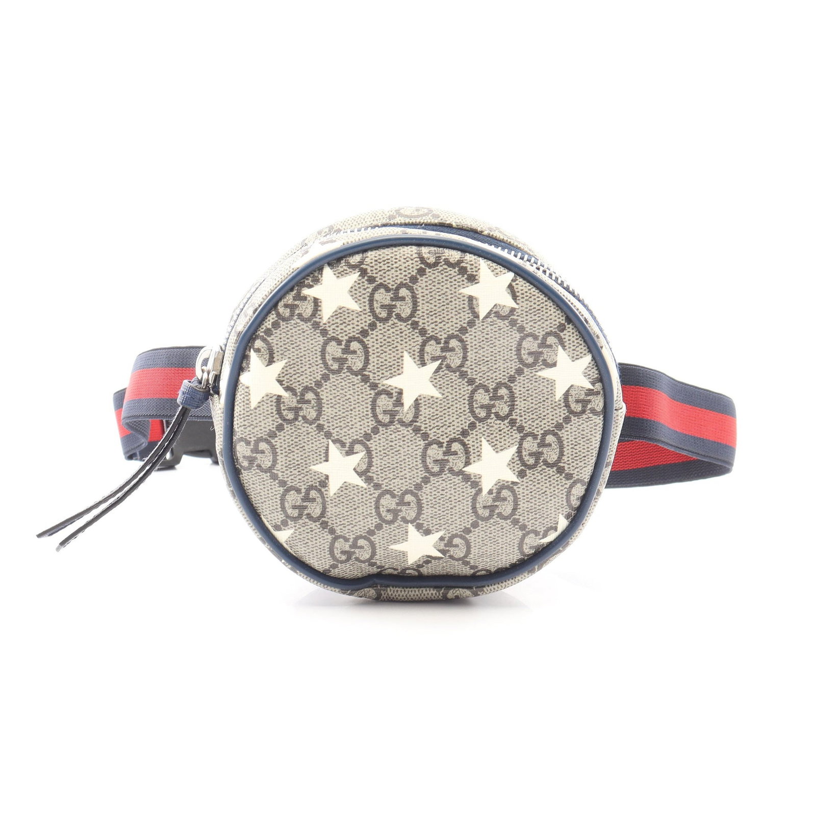 Gucci Kids GG Supreme Waist Bag: Children's GG Supreme Star waist bag in beige and navy PVC and leather. Size 12 x 12 x 4 cm. Strap max 65 cm.