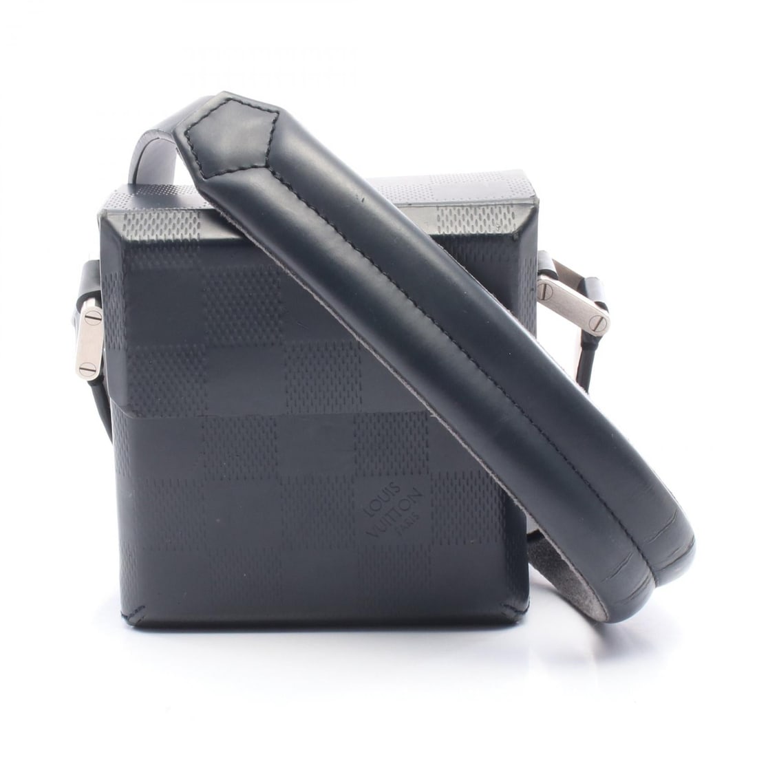 Louis Vuitton Marty Damier Glace Navy: Marty shoulder bag M92160 in navy leather. Size 9.5 x 10 x 4.5 cm. Strap 141 cm.