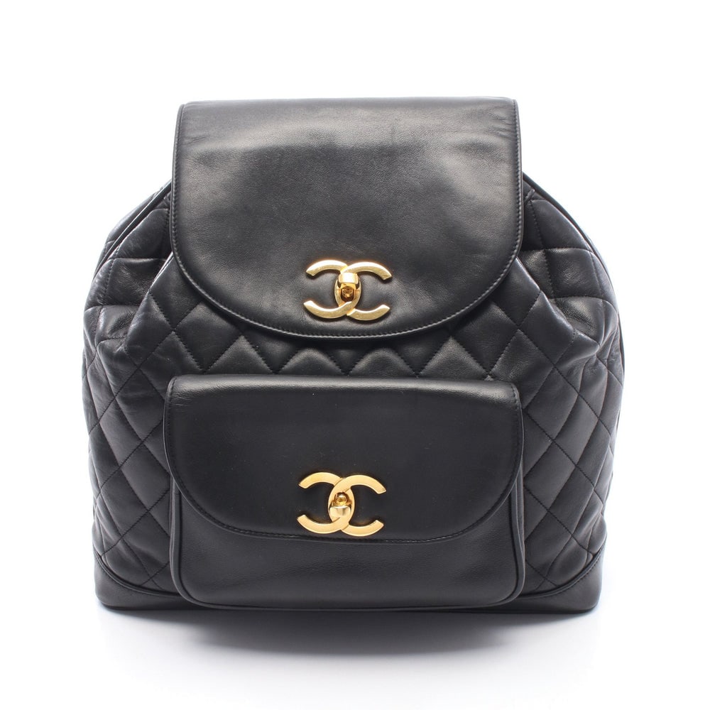 Chanel Matelasse Backpack: Black lambskin backpack.