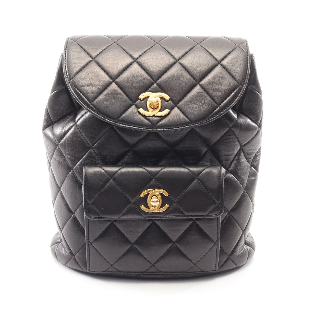 Chanel Matelasse Backpack: Black lambskin backpack.