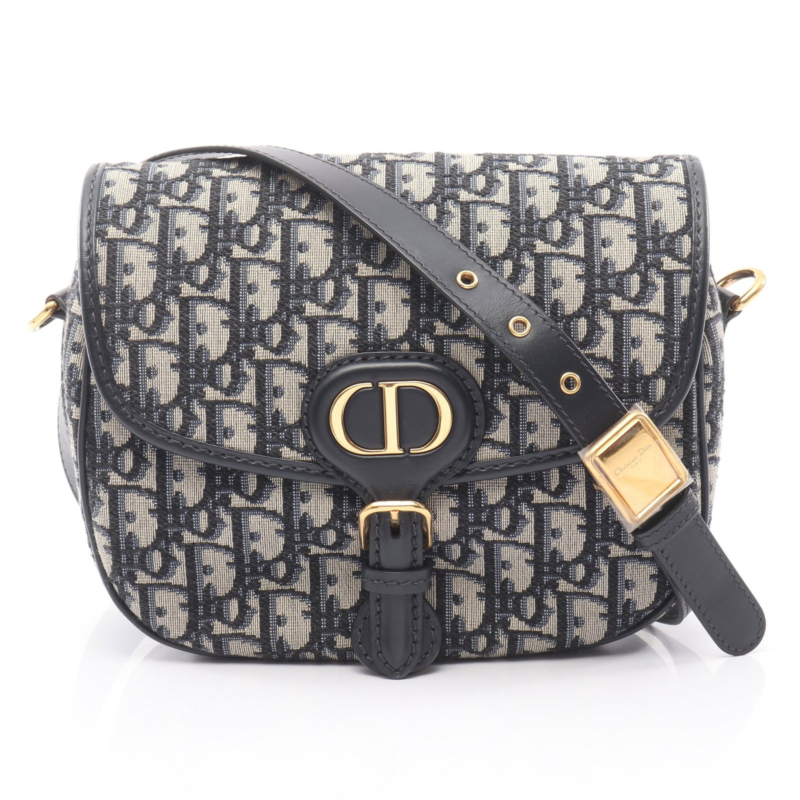 Dior Bobby Bag Medium: Navy canvas shoulder bag.