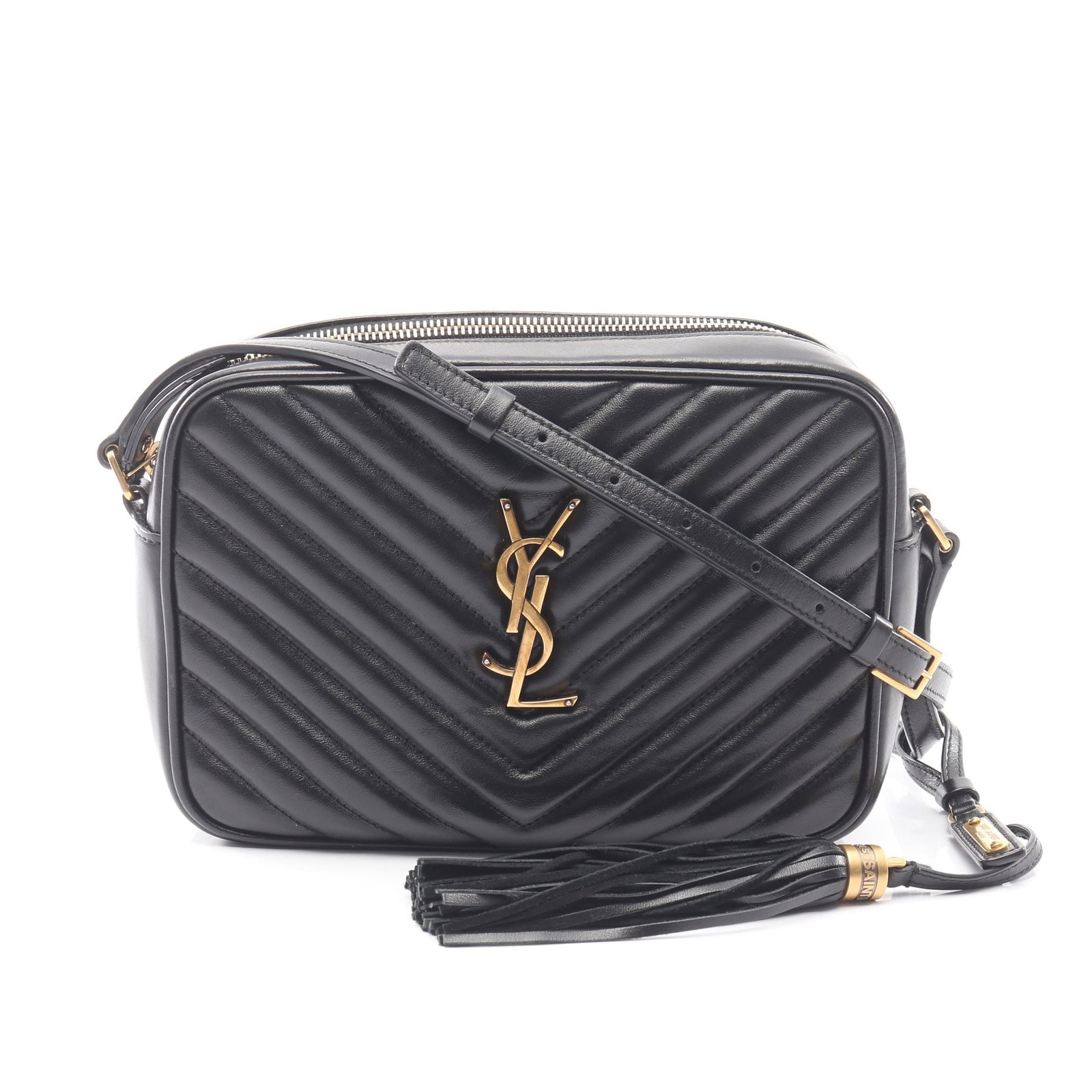 Saint Laurent Lou Camera Black: LOU Roux Monogram shoulder bag in black leather. Includes charm. Size 23 x 15.5 x 6 cm. Strap 126-141 cm.