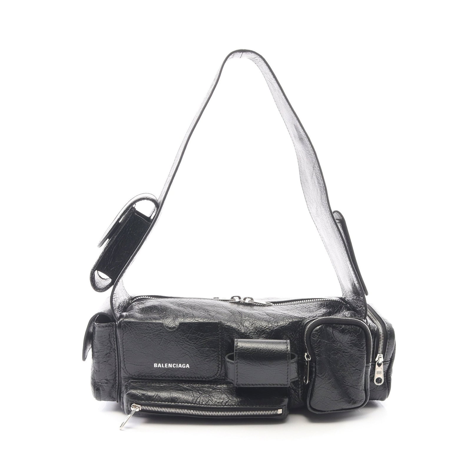 Balenciaga Super Busy Black: Super Busy shoulder bag in black leather. Size 31 x 9 x 10.5 cm.