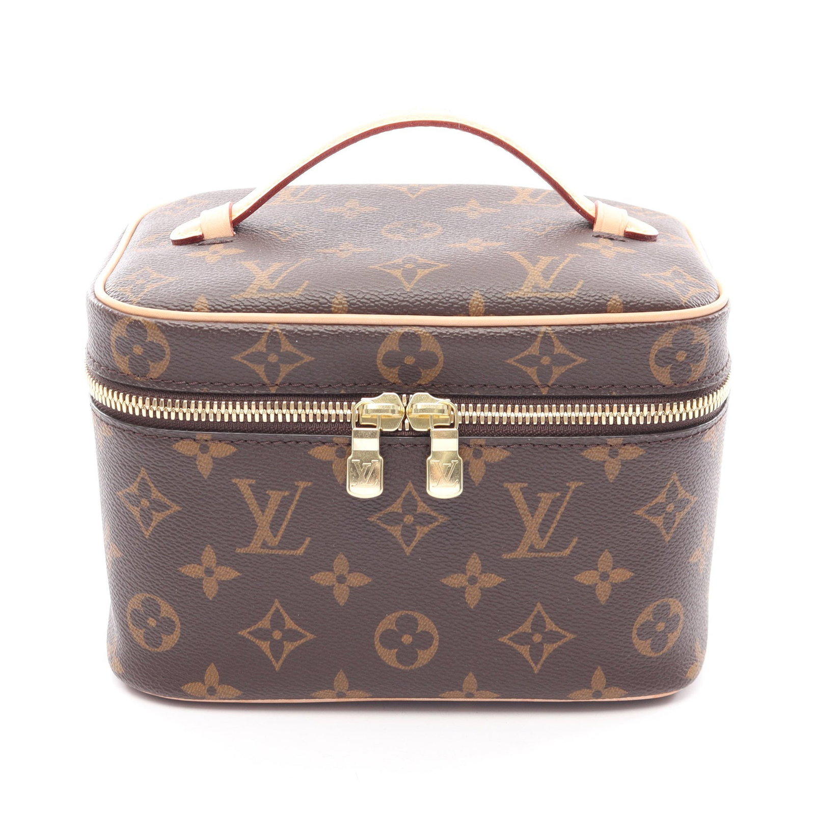 Louis Vuitton Nice Mini Monogram: Nice mini vanity bag in brown Monogram canvas. Size 19 x 12.5 x 12 cm.