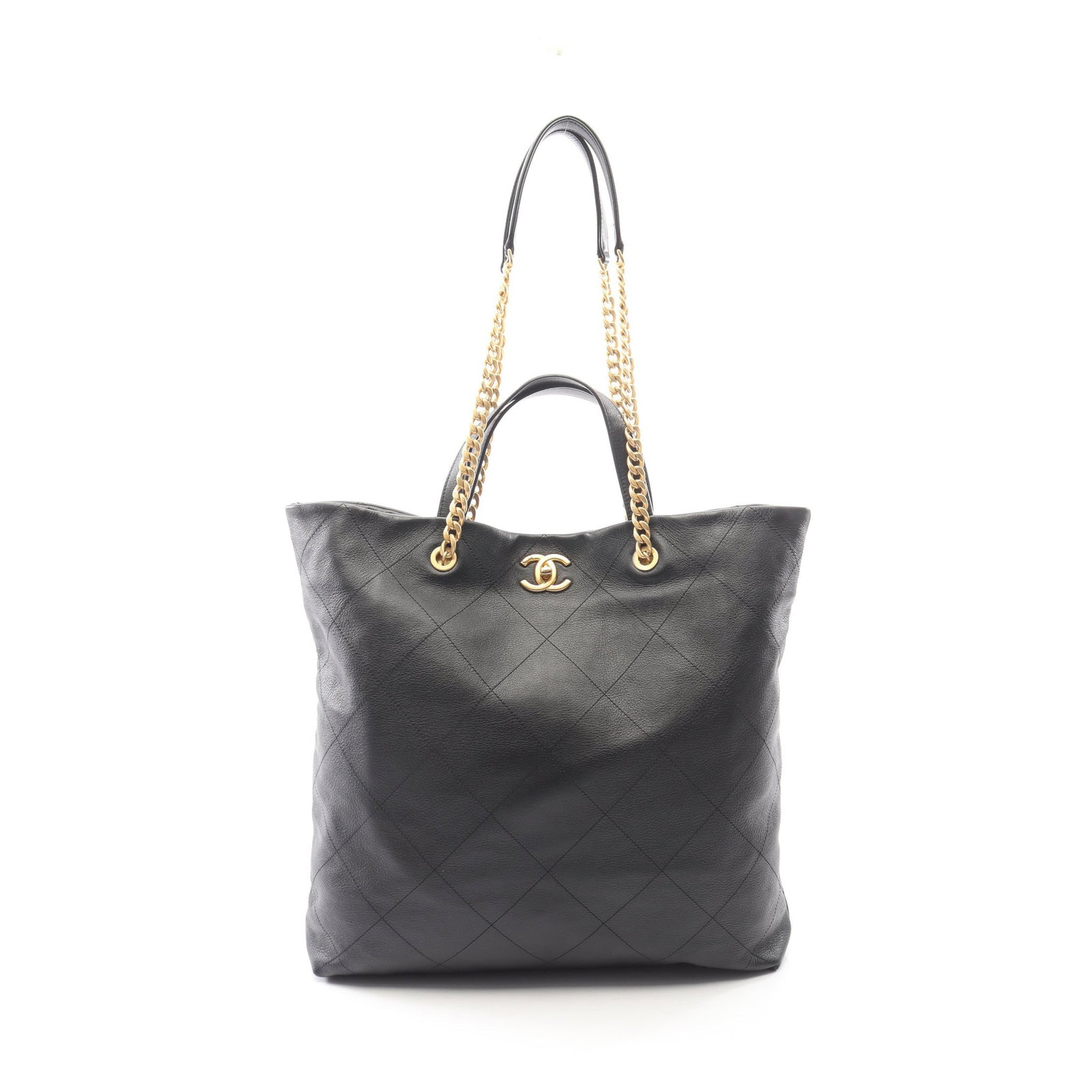 Chanel Maxi Shopping Tote Black: Black lambskin maxi shopping chain tote bag with gold-tone hardware.