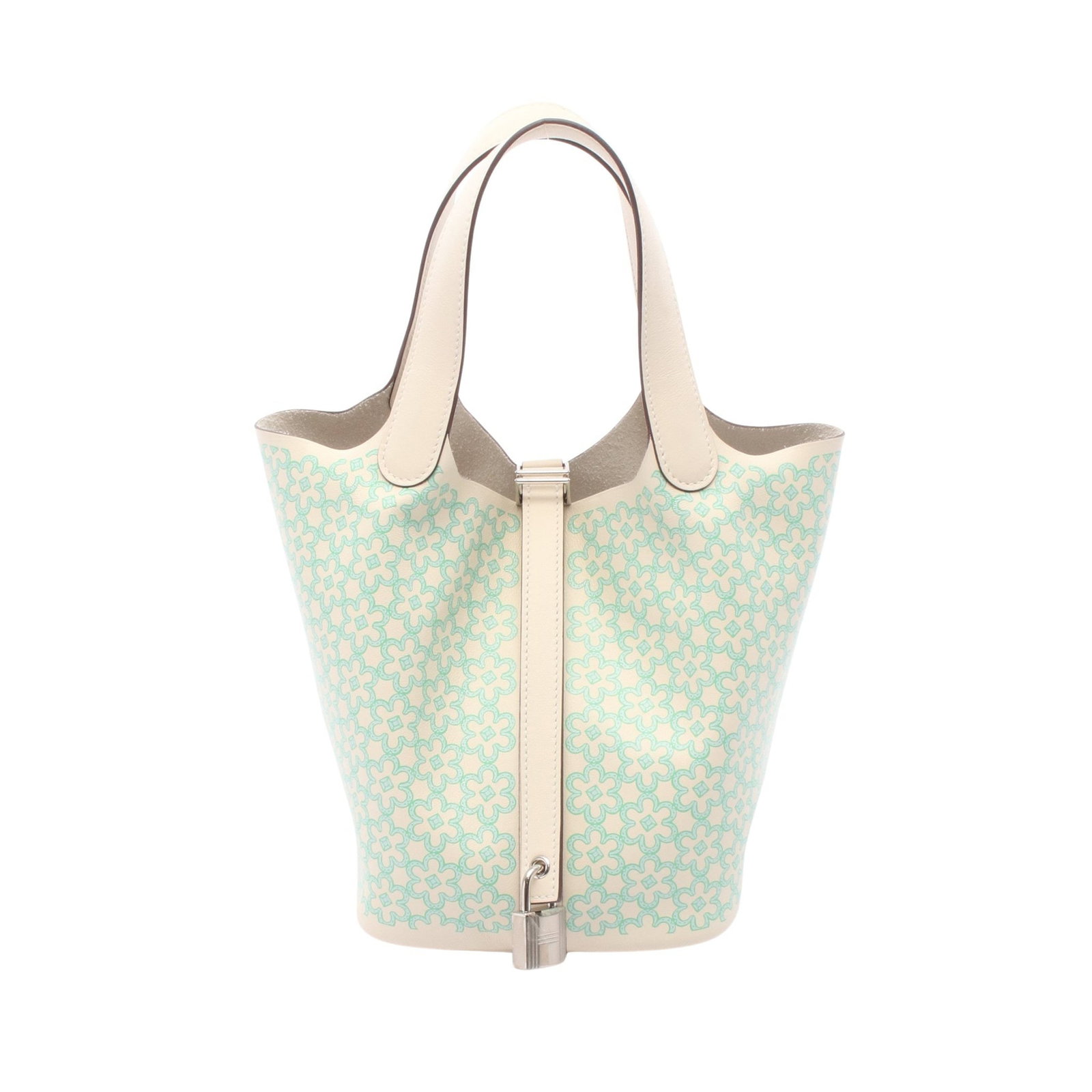 Hermes Picotin Lock PM Lucky Daisy: Ivory green and light blue Swift handbag.