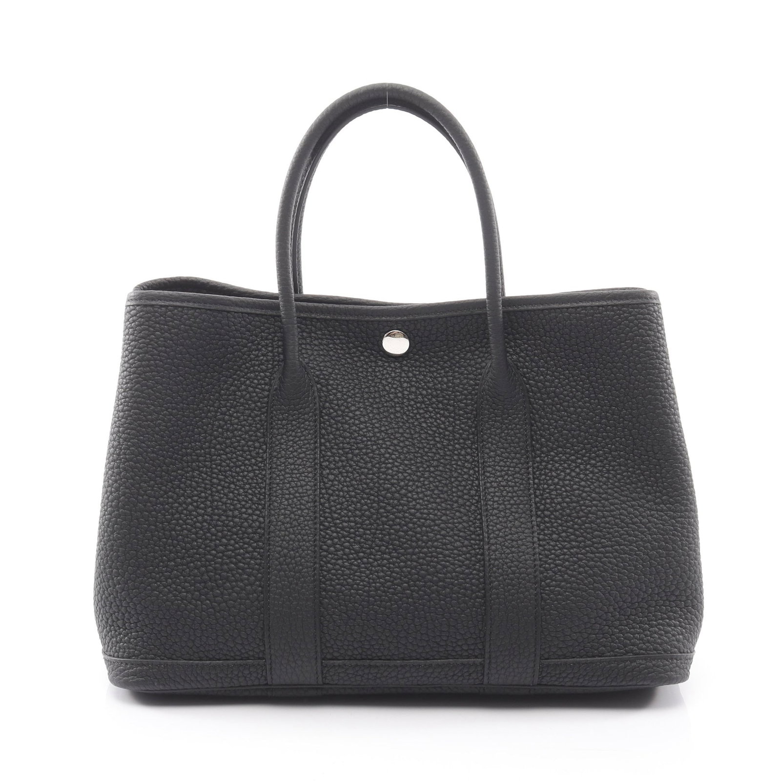 Hermes Garden Party TPM Black: Black Negonda leather tote bag with silver-tone hardware.