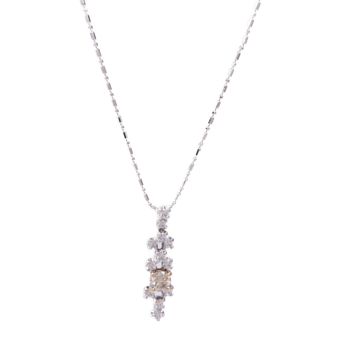 Diamond Necklace Yellow White Gold: Diamond necklace in 18K yellow and white gold.