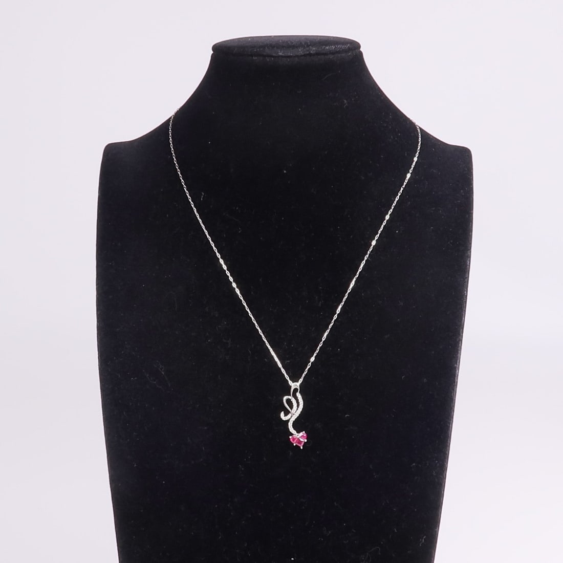 Ruby Diamond Necklace 18K White Gold - 9