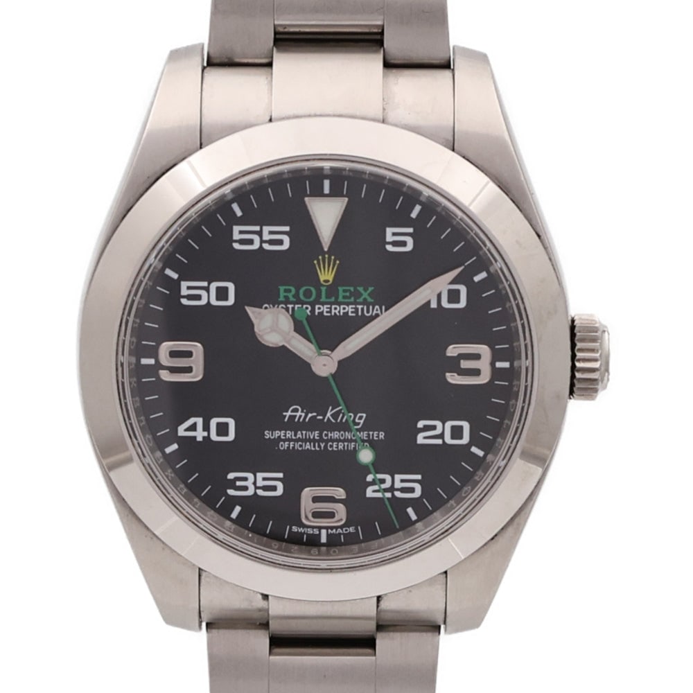 Rolex Air-King 116900 Automatic: Black automatic watch in stainless steel. Includes guarantee. 40mm case, max wrist 15.5cm.