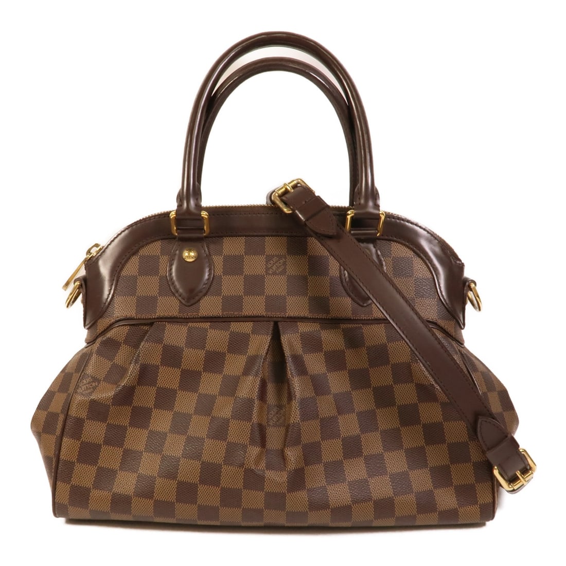 Louis Vuitton Trevi 2 Way Damier: Trevi 2 way shoulder handbag in brown Damier canvas. Includes storage bags and shoulder strap. Size 34 x 24 x 13 cm.