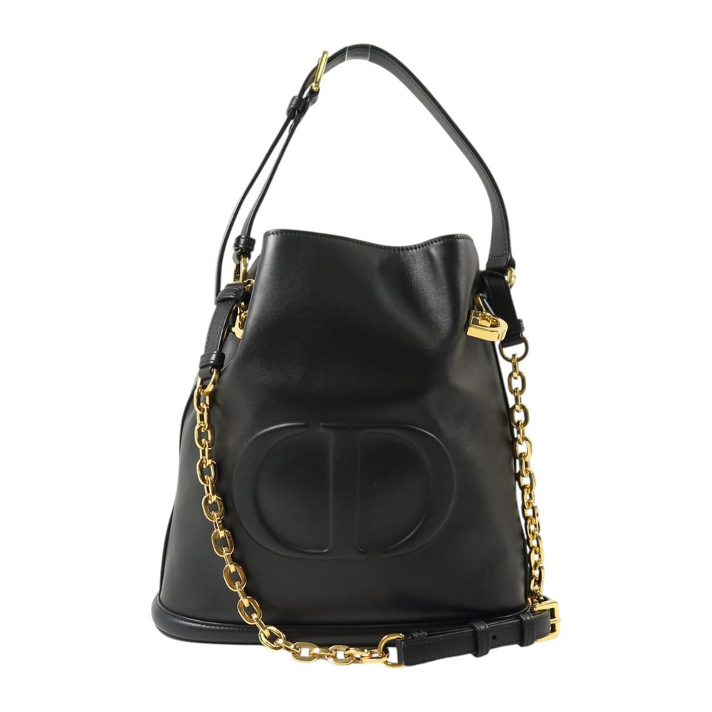 Dior C est Dior Bucket Bag: Black calfskin bucket shoulder bag.