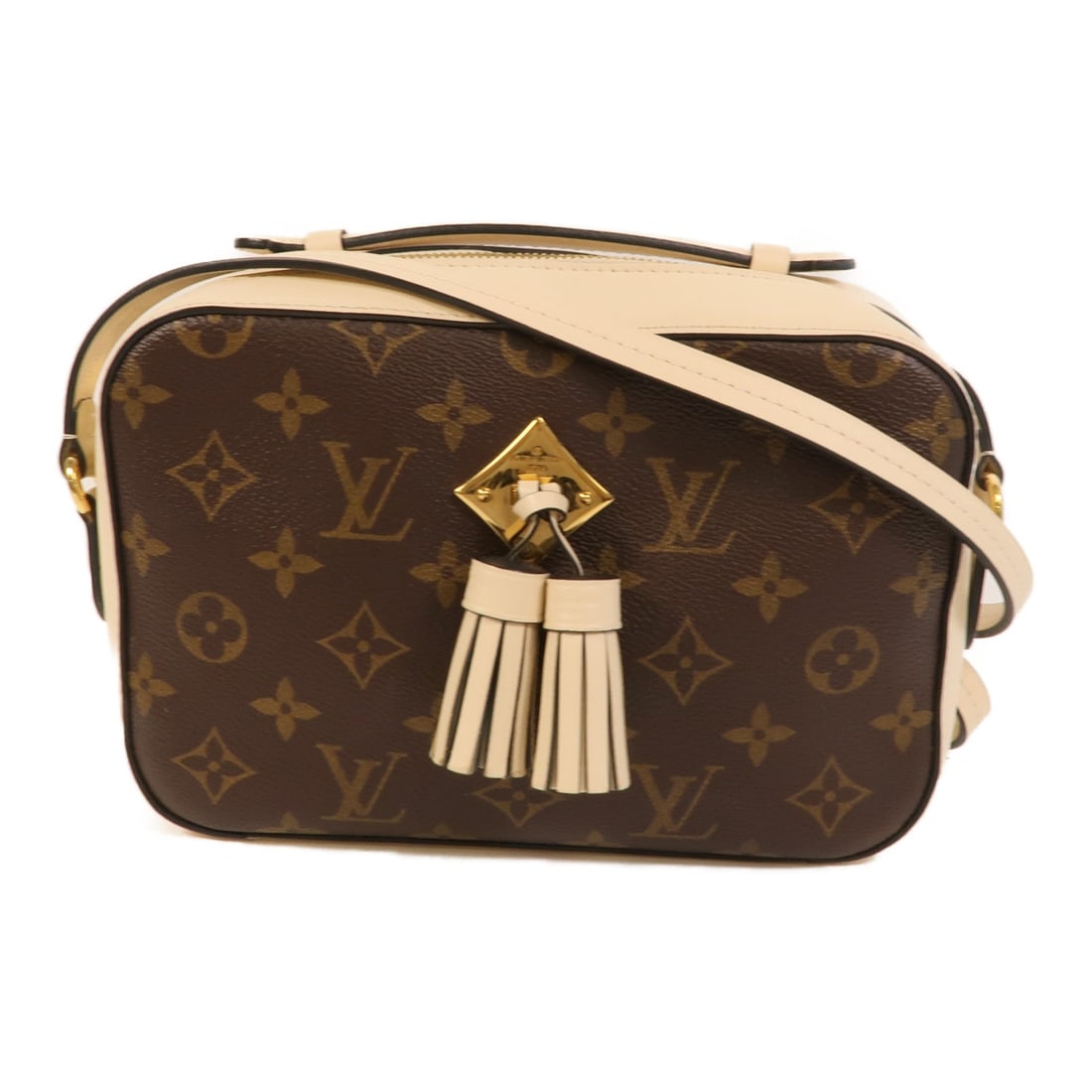 Louis Vuitton Saintonge 2 Way: Brown and cream monogram 2 way shoulder bag.
