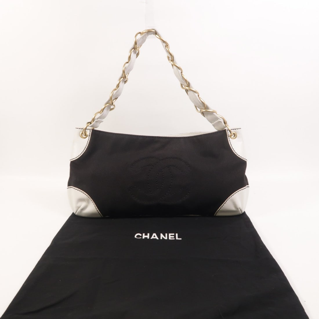 Chanel Chain Shoulder Black White - 9