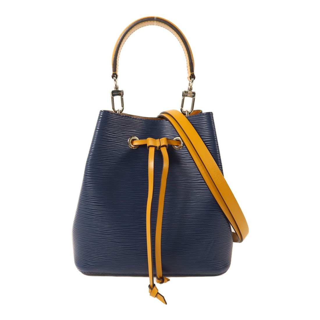 Louis Vuitton NeoNoe BB: Navy and yellow Epi leather 2 way shoulder bag.