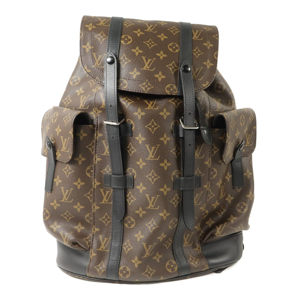 Louis Vuitton Christopher MM Backpack: Brown and black monogram macassar backpack.