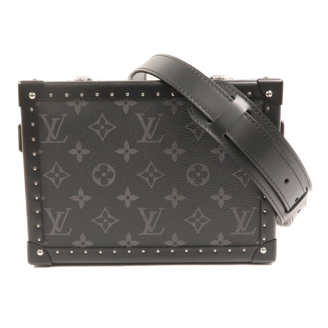 Louis Vuitton Clutch Box Eclipse: Black and gray Monogram Eclipse clutch box shoulder bag.
