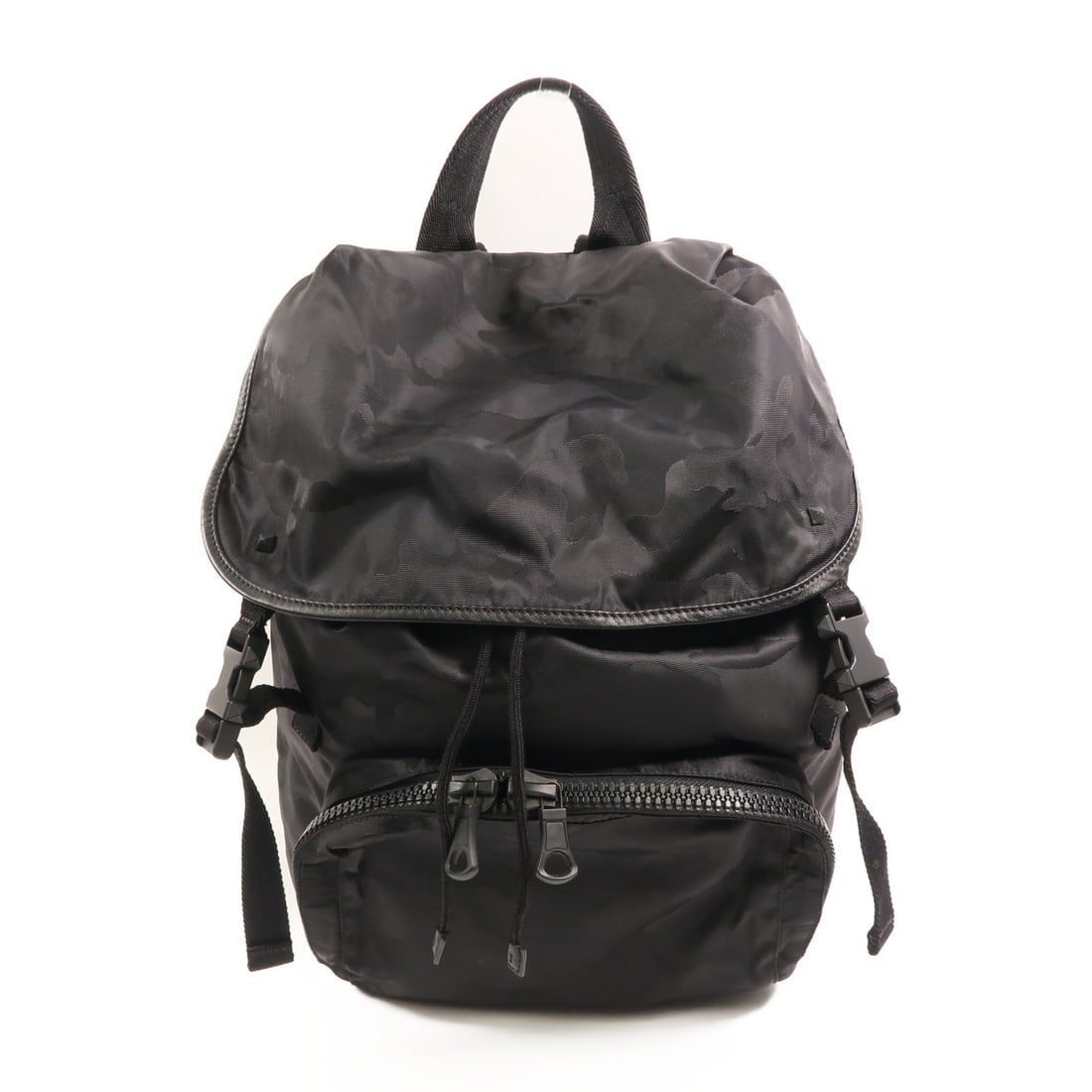 Valentino Nylon Backpack Black: Nylon backpack in black. Size 28 x 38 x 13 cm. Handle 20 cm.