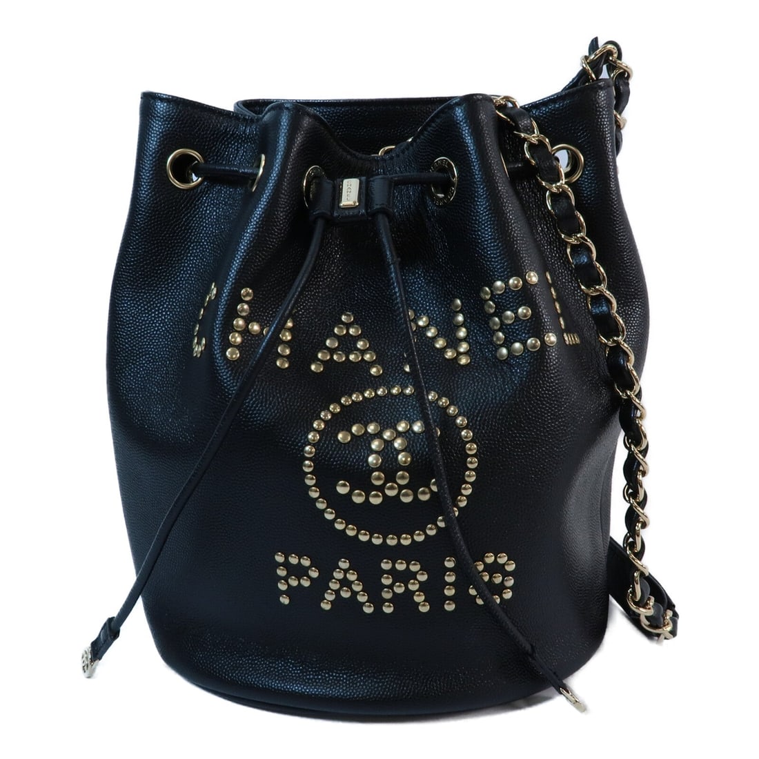 Chanel Bucket Bag AS1045 Black: Black calfskin bucket shoulder bag with gold-tone hardware.