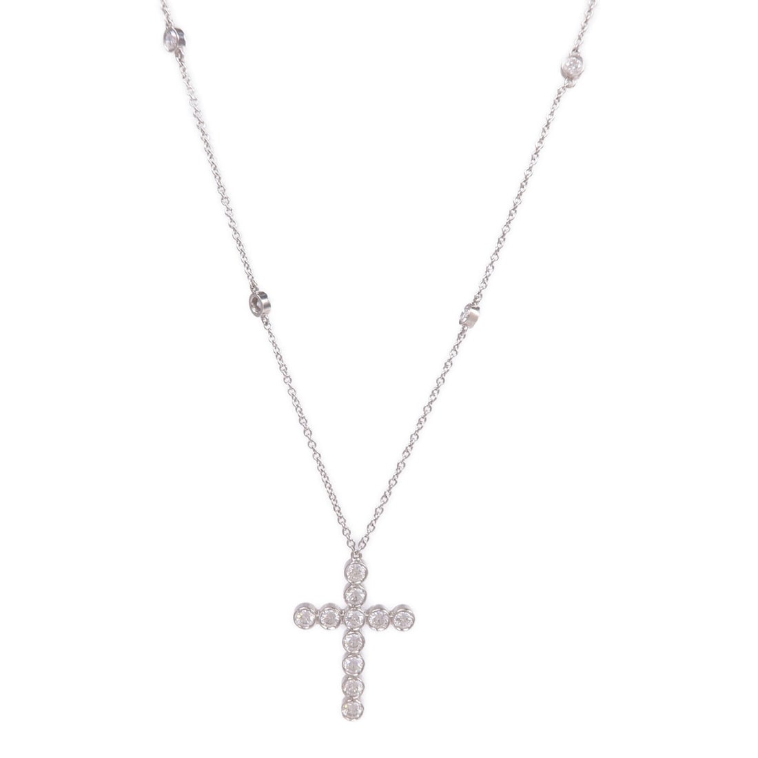 Tiffany Bezel Cross Diamond PT950: Bezel Cross diamond necklace in PT950 platinum.