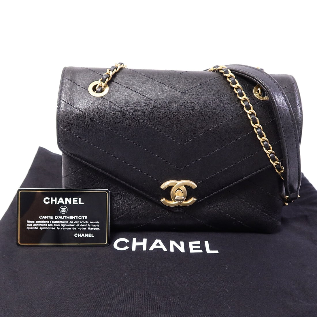 Chanel Chain Shoulder Bag Black - 10