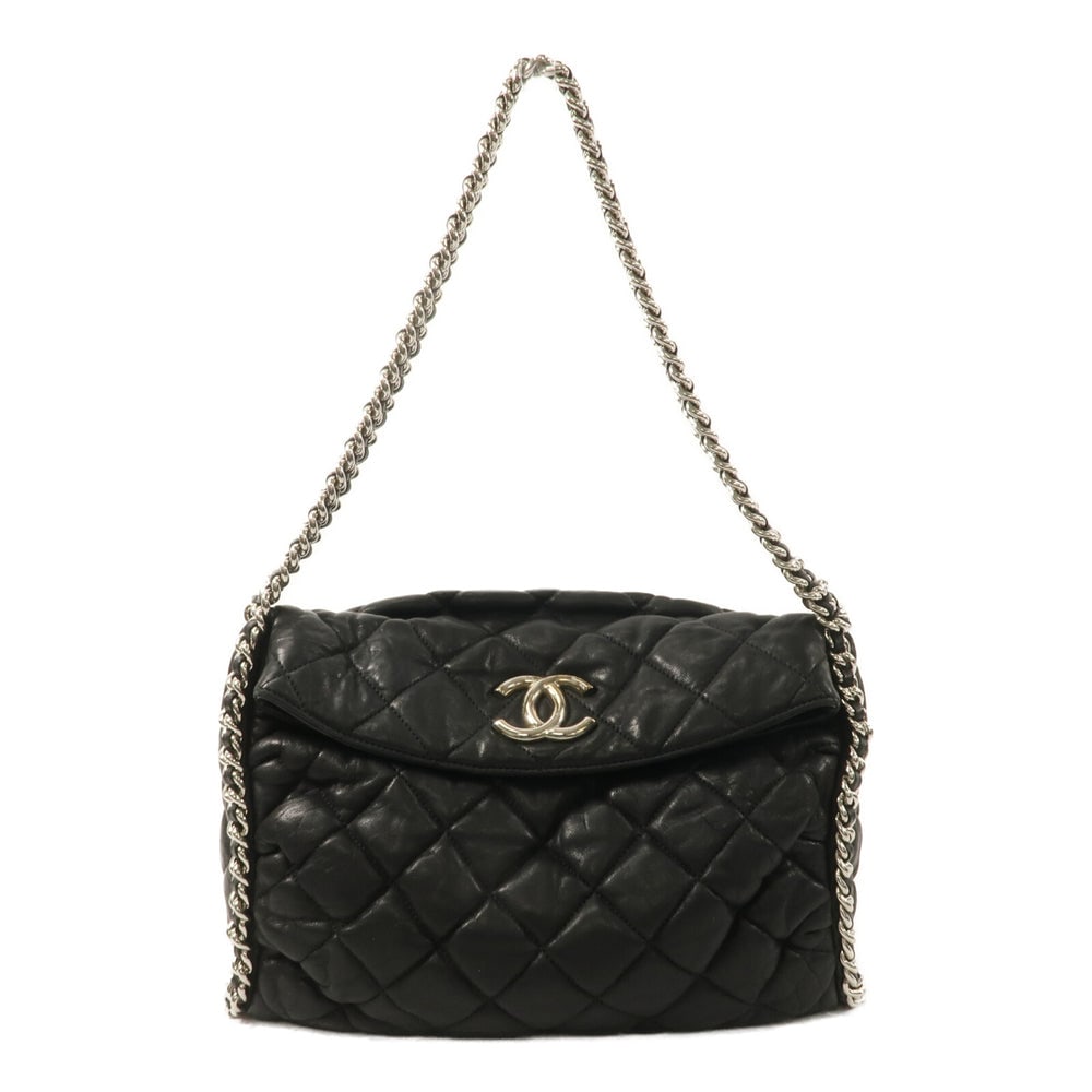 Chanel Chain Shoulder Bag Black: Black calfskin chain shoulder bag.