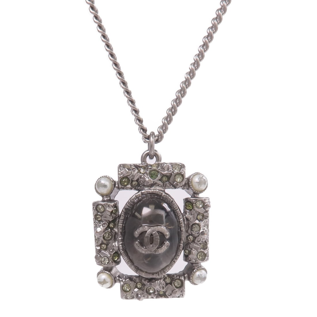 Chanel CC Silver Black Necklace - 3