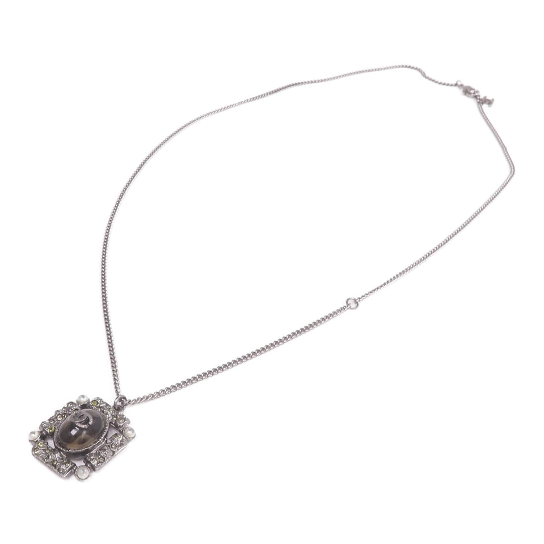 Chanel CC Silver Black Necklace - 4