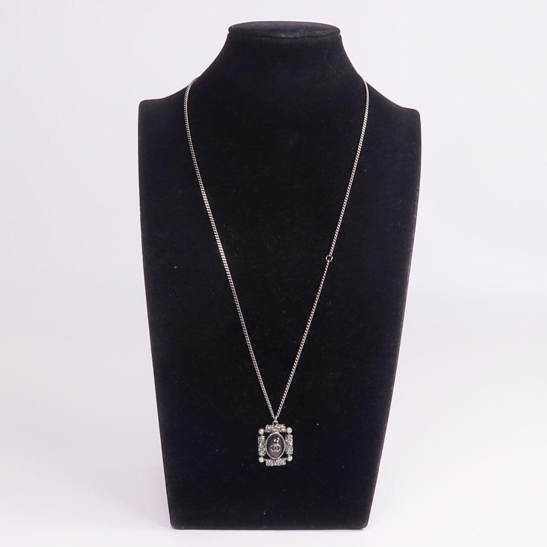 Chanel CC Silver Black Necklace - 8