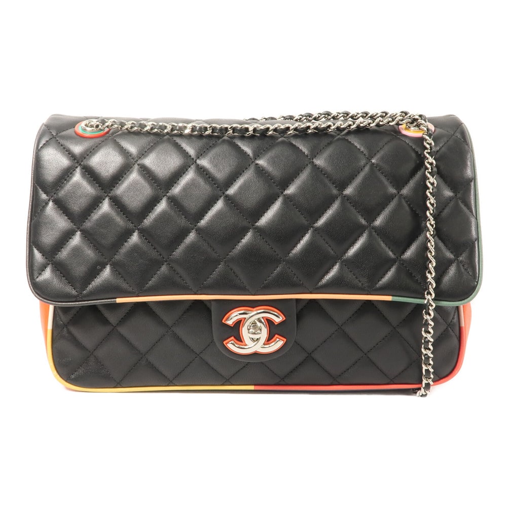 Chanel Cuba Flap Bag Black: Black lambskin flap bag with chain strap and silver-tone hardware.