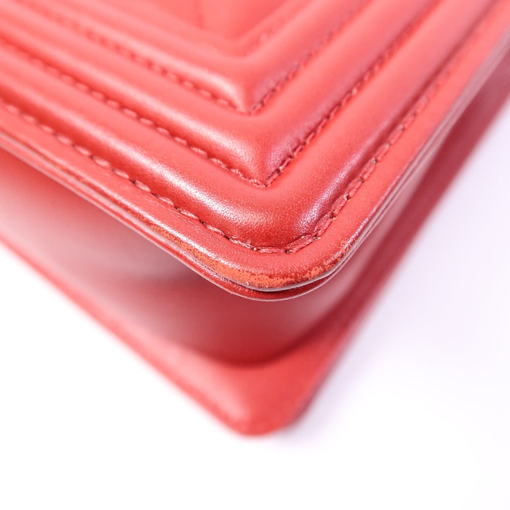 Chanel Boy 28 Chain Bag Red - 13