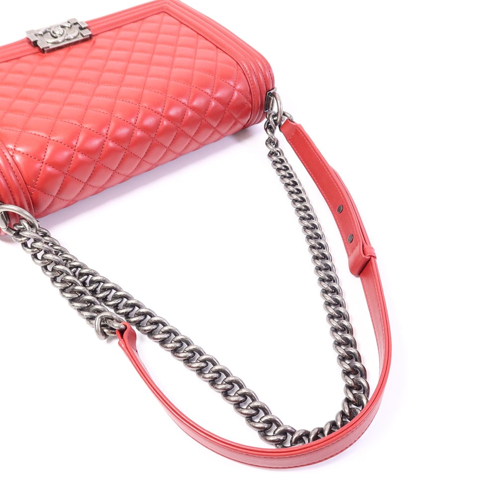 Chanel Boy 28 Chain Bag Red - 9