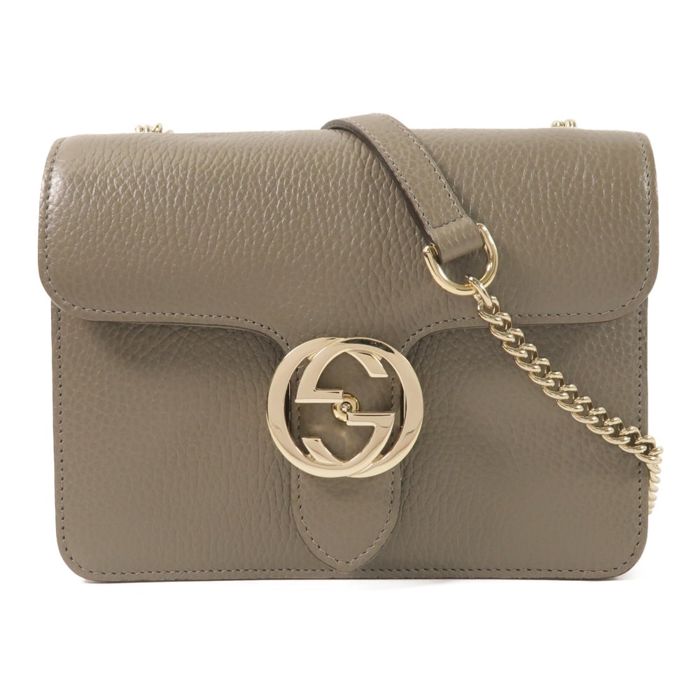Gucci Interlocking G Chain Gray: Interlocking G chain shoulder bag 510304 in gray calfskin. Includes storage bags. Size 20 x 16 x 7 cm.