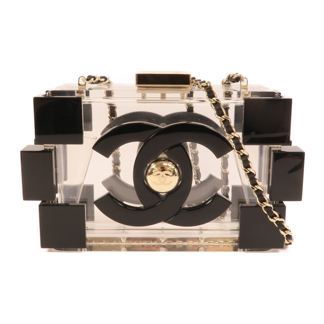 Chanel Boy Brick Lego Clutch: Black and clear PVC Boy Brick Lego clutch shoulder bag.