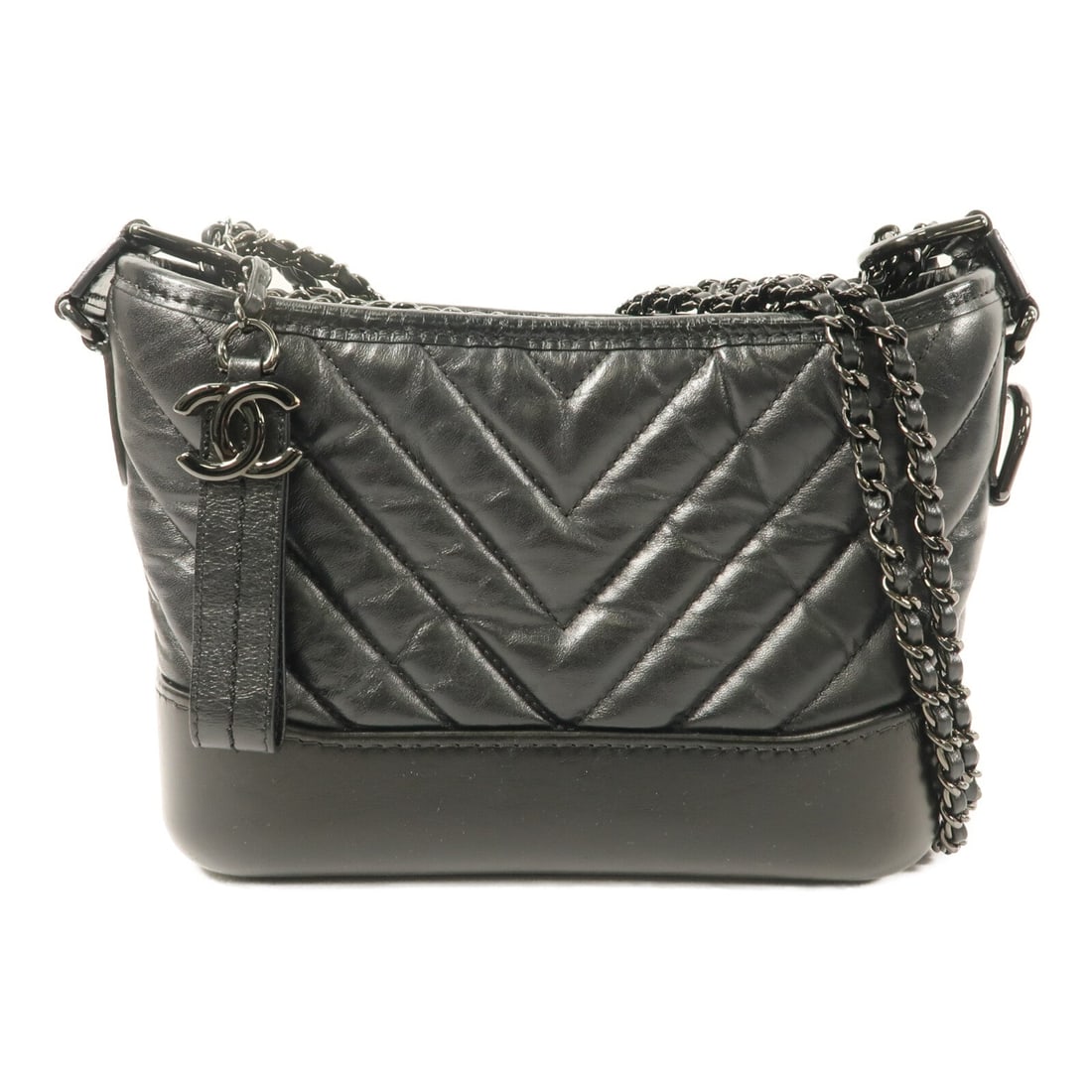 Chanel Gabrielle So Black: Black calfskin Gabrielle small 2-way shoulder bag.