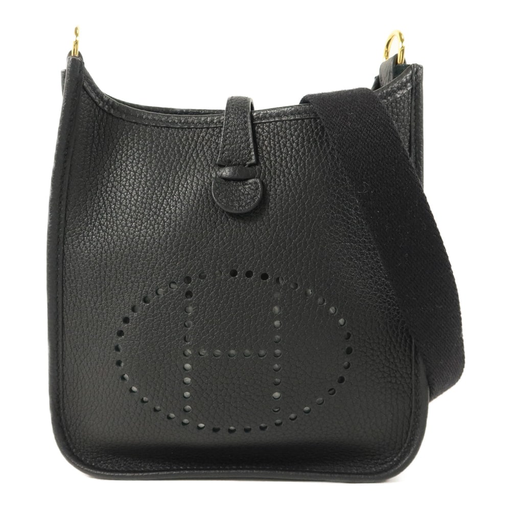 Hermes Evelyne TPM Noir: Black Clemence leather shoulder bag.