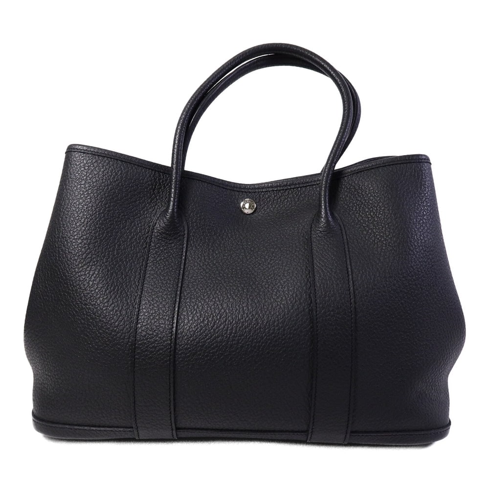 Hermes Garden Party PM Noir: Noir Negonda leather handbag.