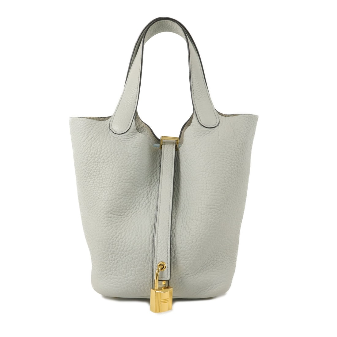 Hermes Picotin PM Bleu Glacier: Blue Clemence leather tote bag.