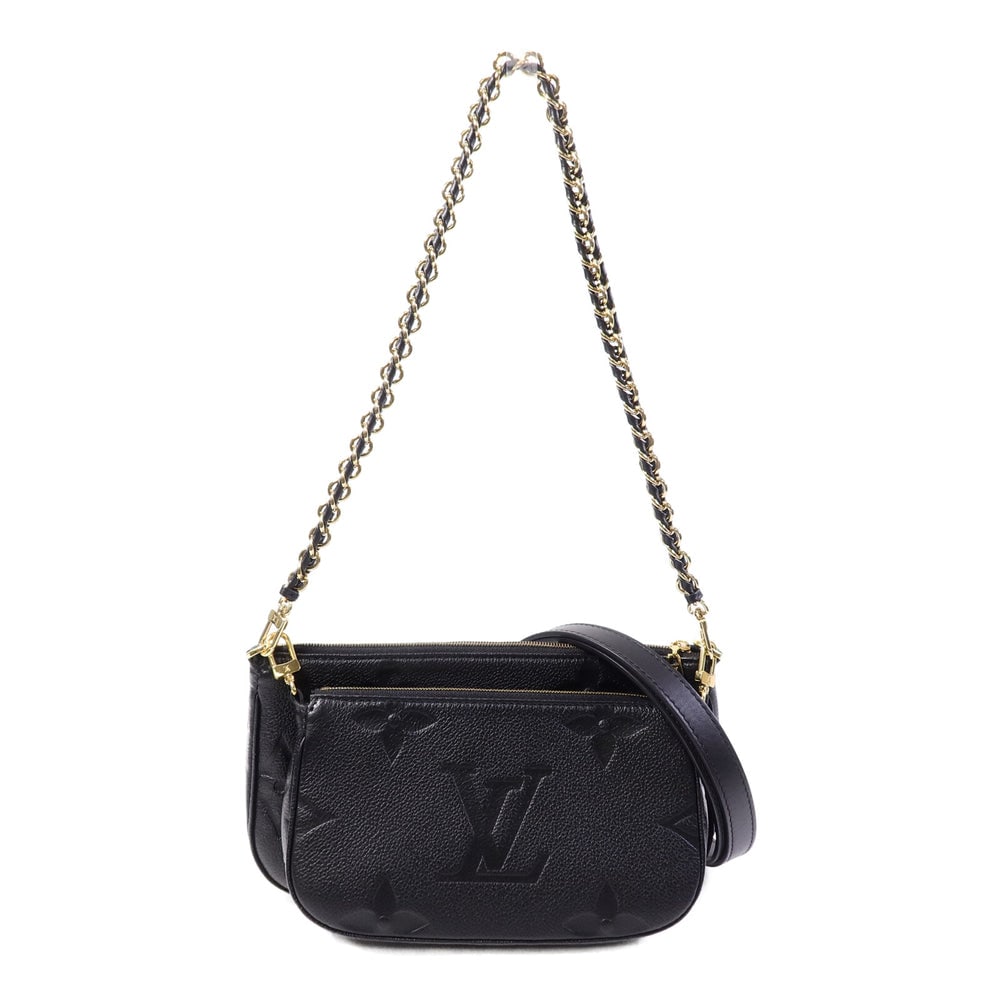 Louis Vuitton Multi Pochette: Black monogram empreinte shoulder bag.