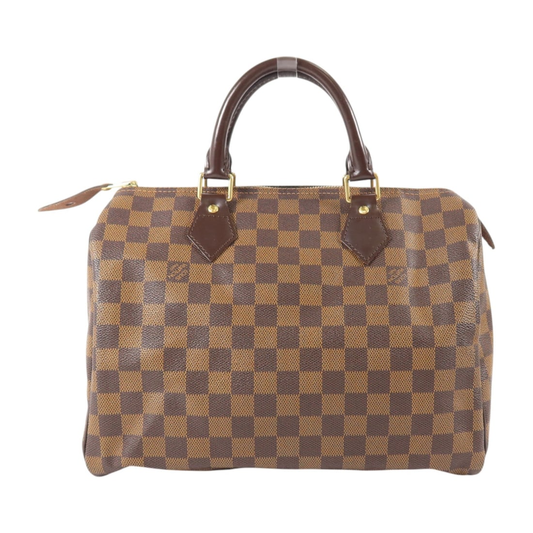 Louis Vuitton Speedy 25 Damier: Speedy 25 hand bag N41532 in brown Damier Ebene canvas. Includes storage bags, key, and padlock. Size 25 x 18.5 x 15 cm.