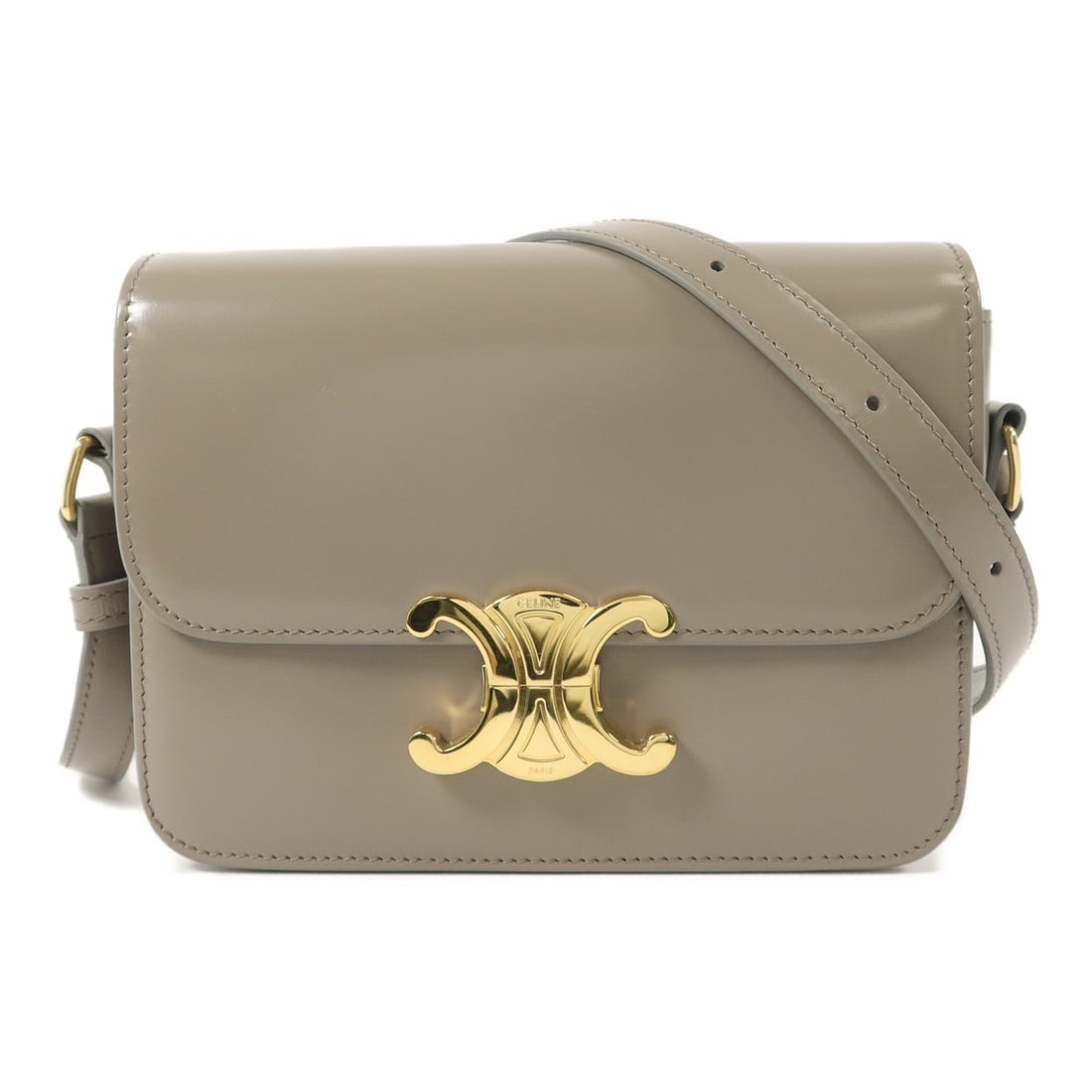 Celine Teen Triomphe Shoulder Bag: Grey calfskin shoulder bag.