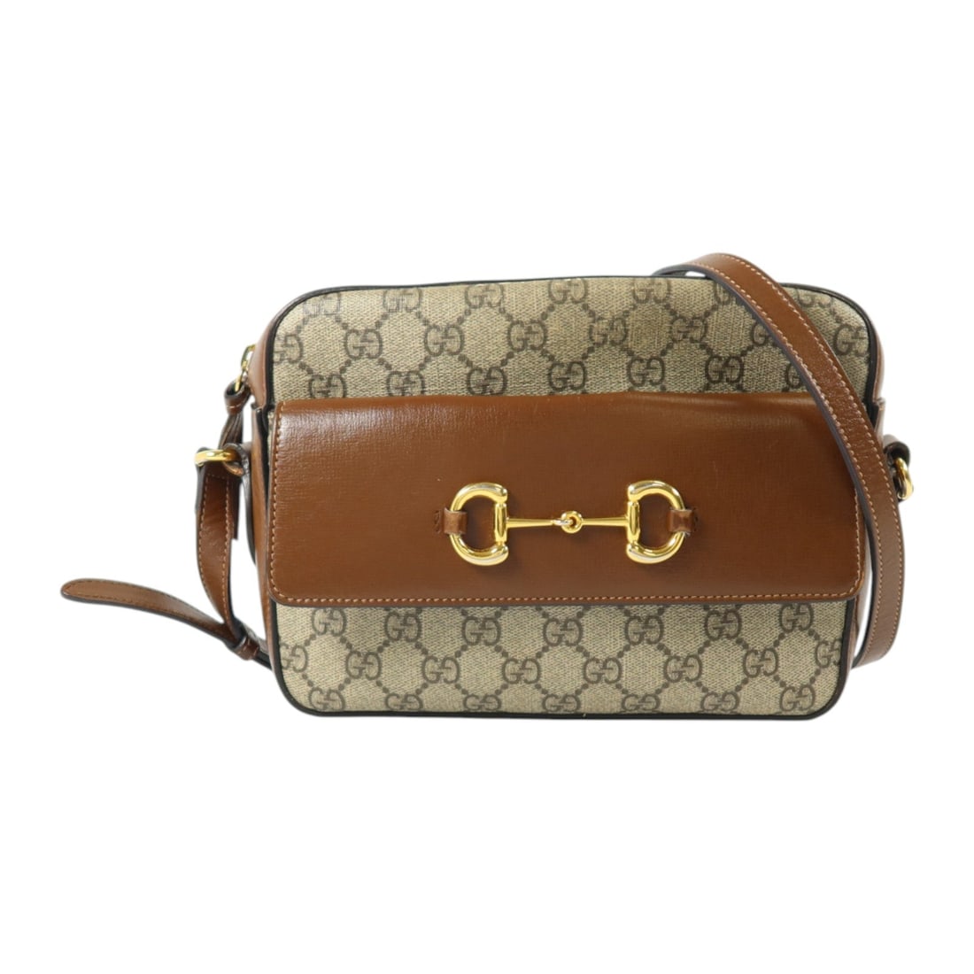 Gucci Horsebit 1955 Brown: Horsebit 1955 shoulder crossbody 645454 in brown coated canvas. Includes storage bags. Size 22 x 16.5 x 6 cm.