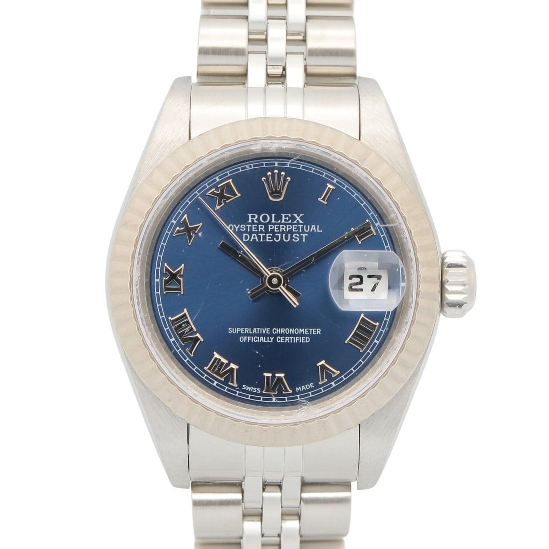 Rolex Datejust P Auto Blue Rome: Automatic Datejust P in 18K white gold and stainless steel with blue Rome dial. Wrist 17.5cm. Includes guarantee.