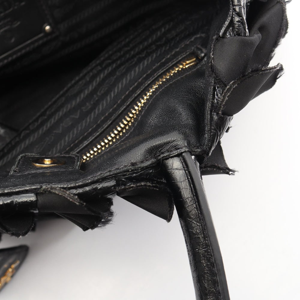 Prada Frill Handbag Black - 5