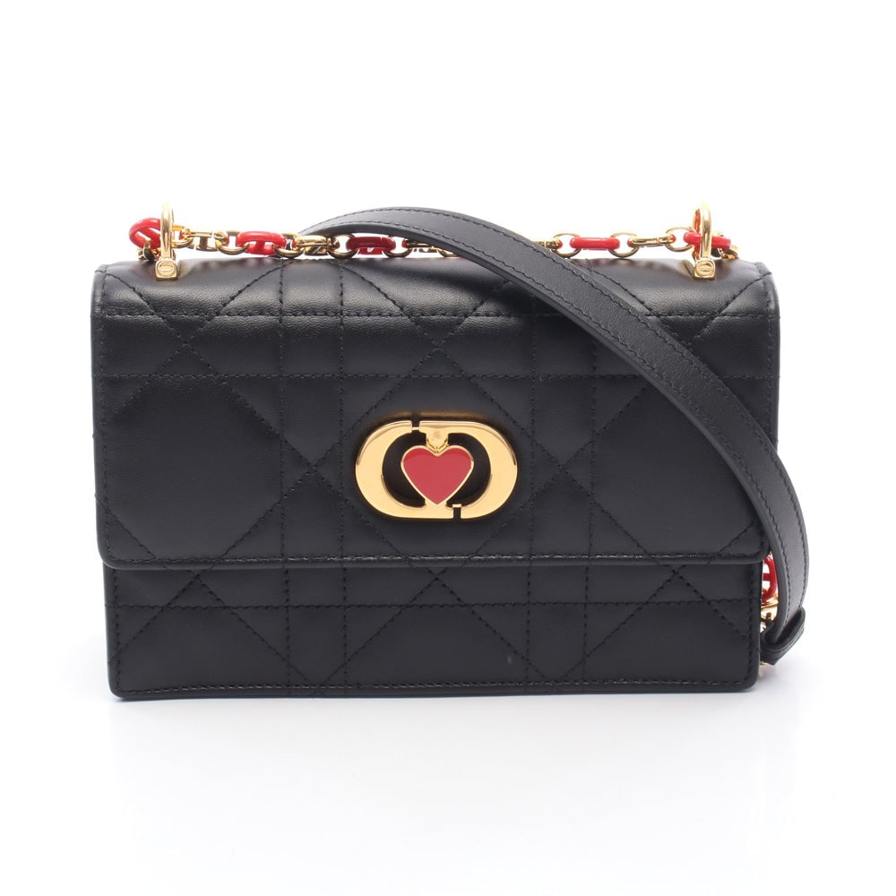 Dior Miss Caro Chain Bag: Black leather chain shoulder bag.