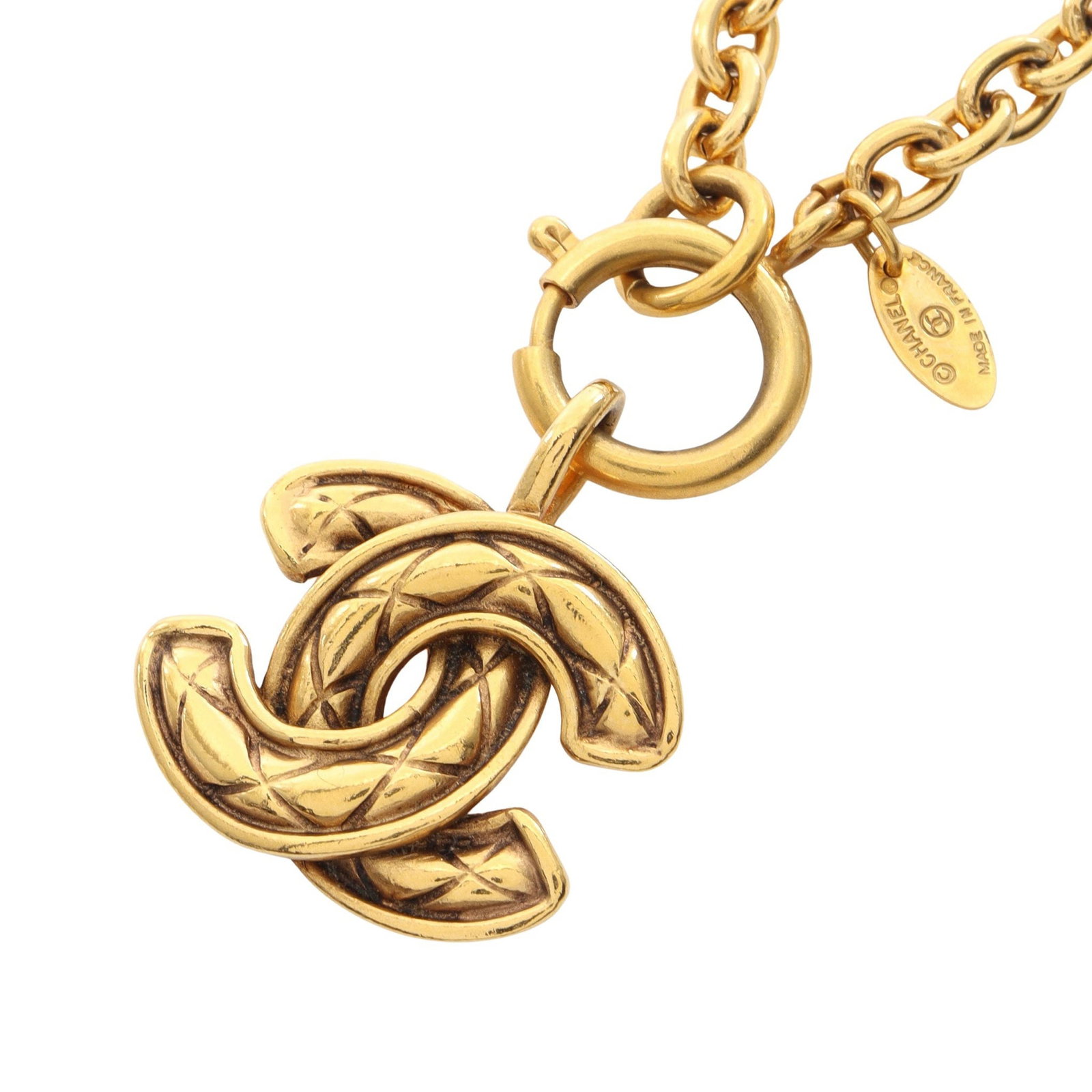 Chanel Coco Mark GP Gold Necklace: Vintage Coco Mark necklace in gold plated finish.