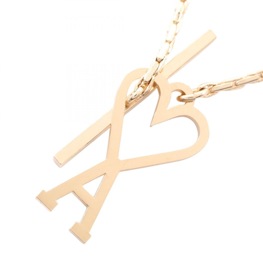 AMI Heart Logo GP Gold Necklace: Heart logo necklace in gold plated finish.