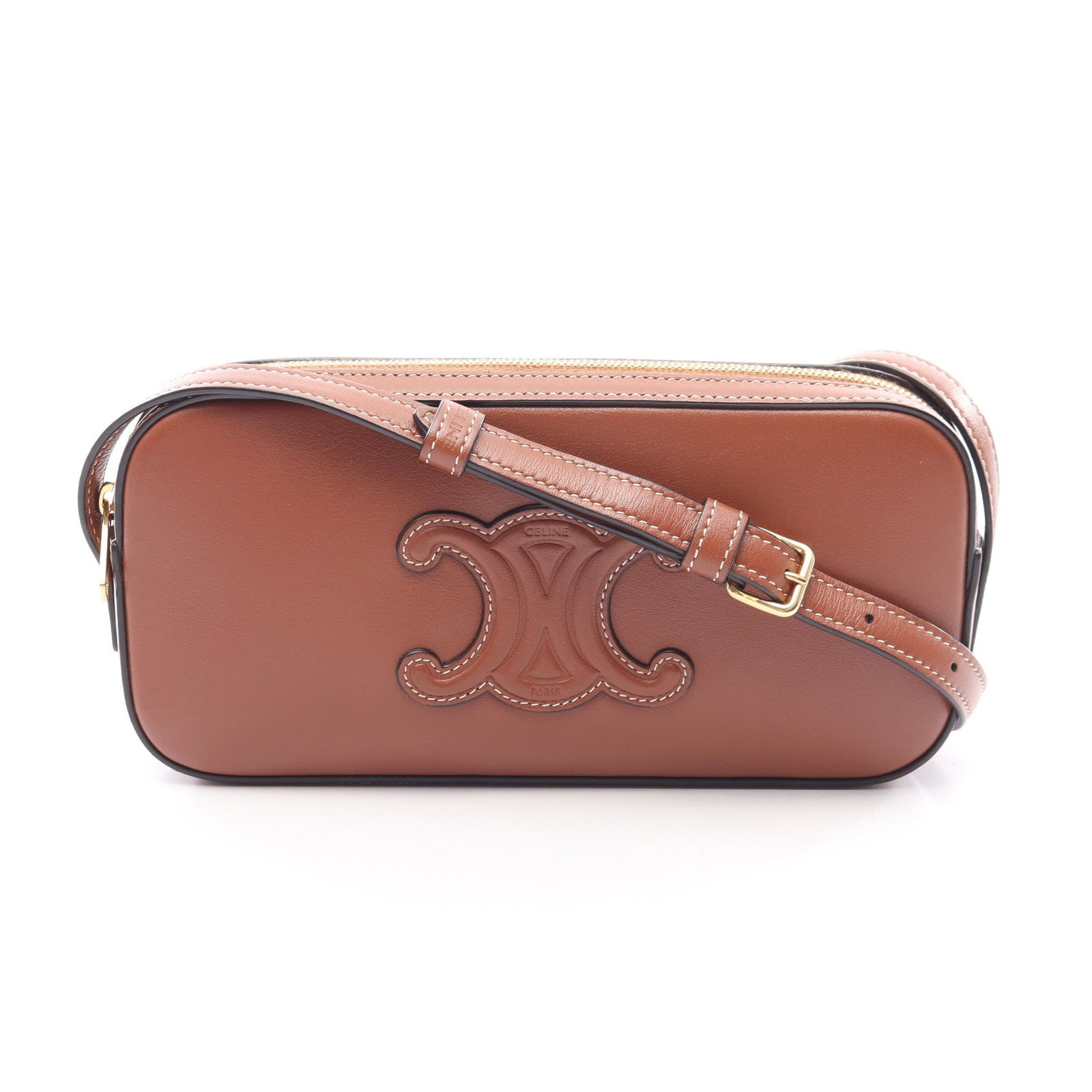 Celine Mini Camera Brown: Mini Camera Cuill Triomphe shoulder bag in brown leather. Size 19 x 10 x 3 cm.